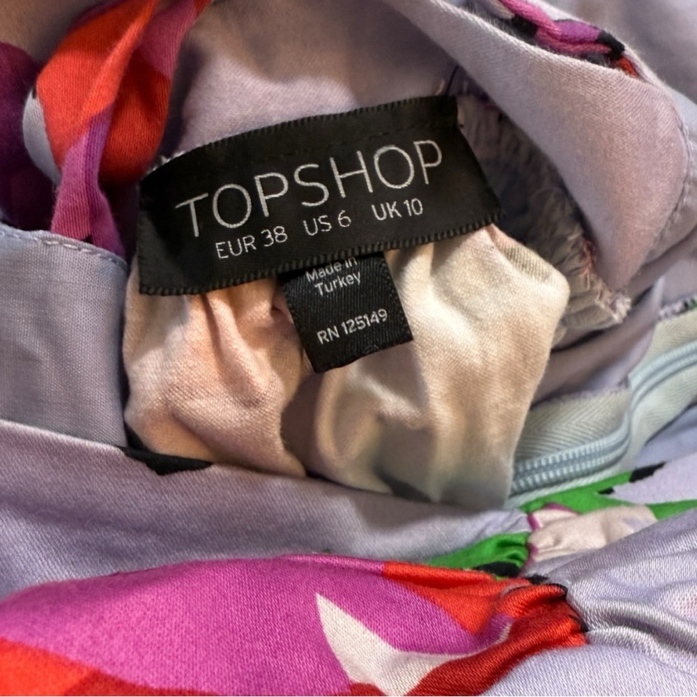 Topshop Floral Open Back Full Skirt Mini Babydoll Dress - Picture 6 of 9